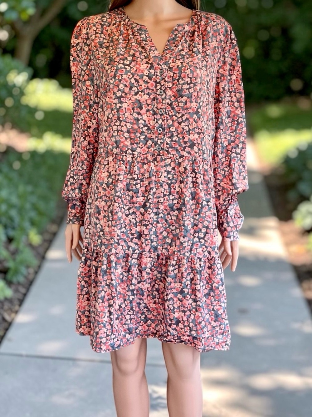 LOFT Floral Lyocell Babydoll Mini Dress XL Boho Cottagecore